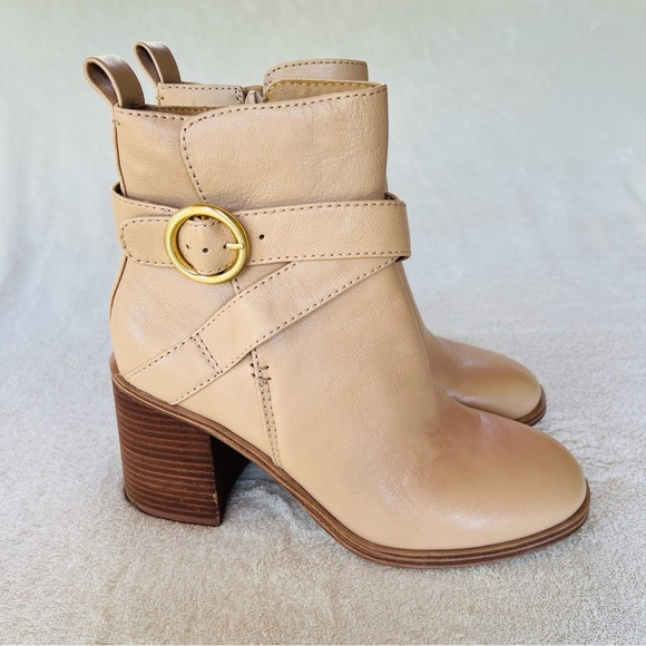 CROWN VINTAGE COURLA LEATHER BUCKLE BOOTIE BEIGE SIZE 8 - Picture 13 of 13